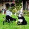 Set of 2 Metal Scary Angry Cat Silhouette Decor for Outdoor Lawn Garden Yard Decoration